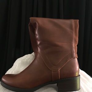 Brown Faux Leather Boots Size 6.5